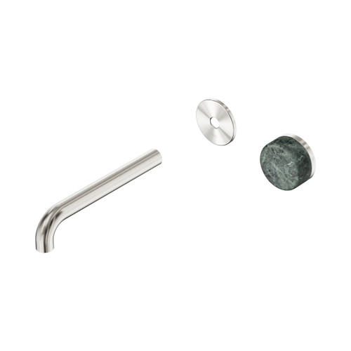 Serenity Progressive Wall Basin Mixer 185mm Spout With Verde Alpi Handle Trim Kit Only Brushed Nickel