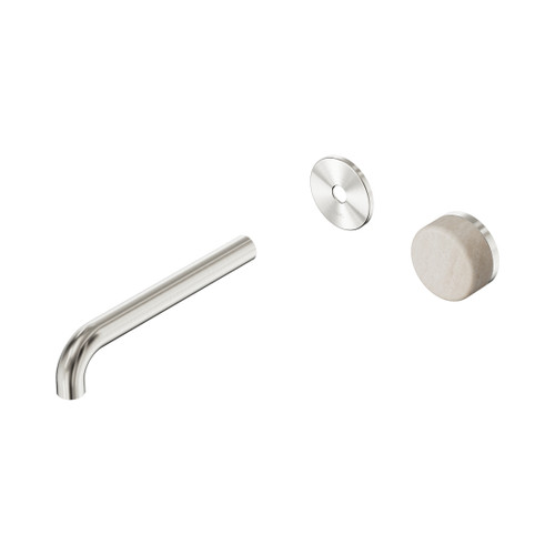 Serenity Progressive Wall Basin Mixer 185mm Spout With Rome Travertine Handle Trim Kit Only Brushed Nickel