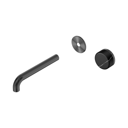 Serenity Progressive Wall Basin Mixer 185mm Spout With Marquina Black Handle Trim Kit Only Gun Metal