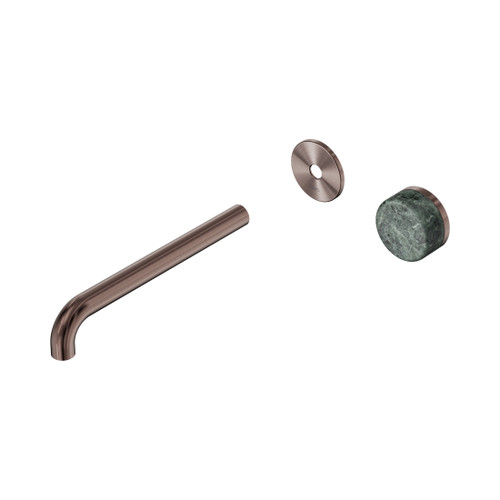 Serenity Progressive Wall Basin Mixer 220mm Spout With Verde Alpi Handle Trim Kit Only Brushed Bronze