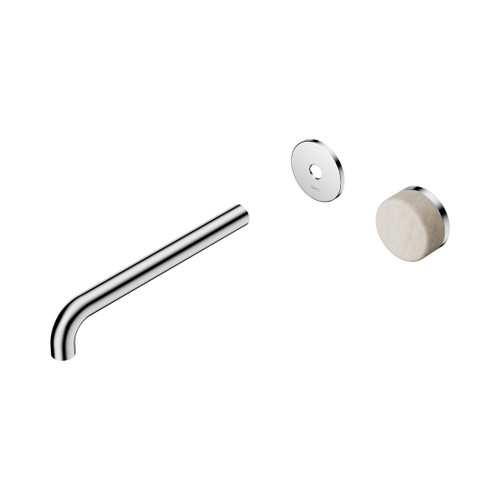 Serenity Progressive Wall Basin Mixer 220mm Spout With Rome Travertine Handle Trim Kit Only Chrome