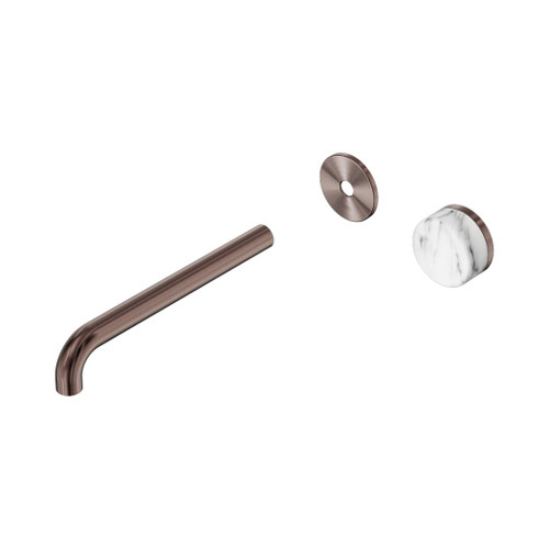 Serenity Progressive Wall Basin Mixer 220mm Spout With Arabescato Corchia Handle Trim Kit Only Brushed Bronze