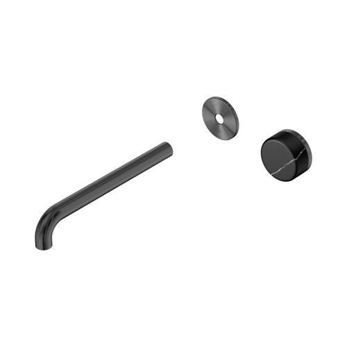 Serenity Progressive Wall Basin Mixer 220mm Spout With Marquina Black Handle Trim Kit Only Gun Metal