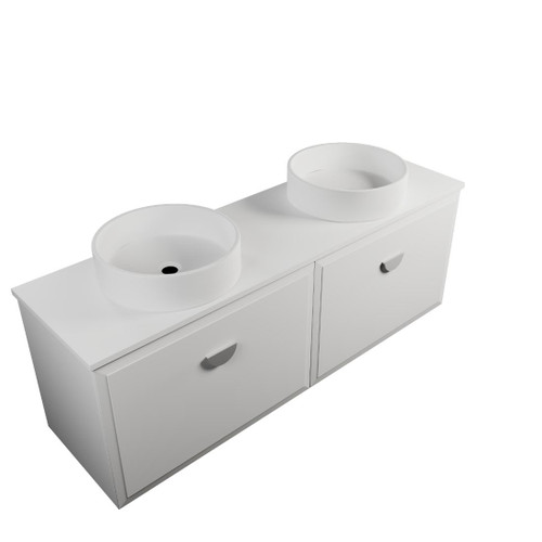 Eden Wall Hung Vanity 1500 2 Drawer White Kordura Top With Double Basin White