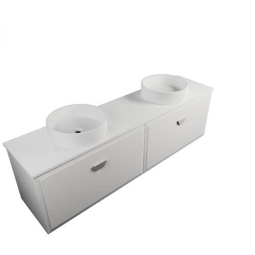 Eden Wall Hung Vanity 1800 2 Drawer White Kordura Top With Double Basin White