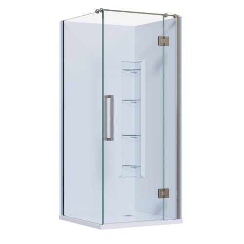 Ankara Acrylic Shower 2 Sided 915mm x 915mm Corner Mould Chrome Low Profile Offset Waste