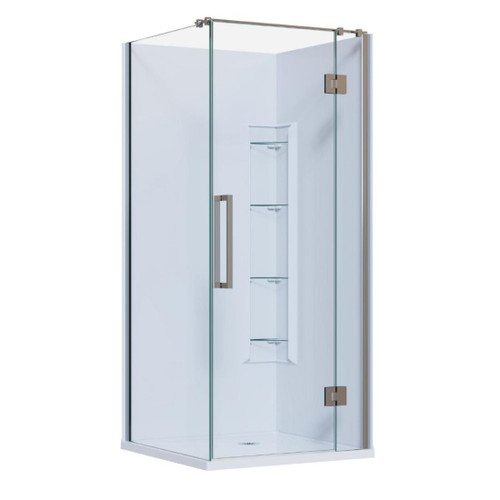 Ankara Acrylic Shower 2 Sided 915mm x 915mm Corner Mould Chrome Low Profile Centre Waste