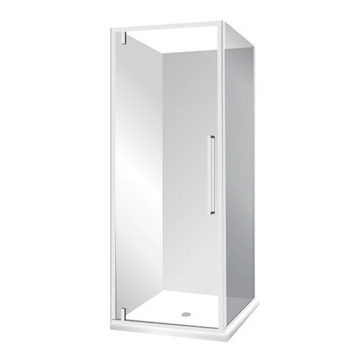 Horizon Framed Shower Enclosure 2 Sided Pivot Door 900 x 900mm White Flat Wall