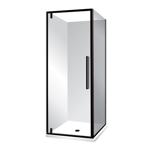Horizon Framed Shower Enclosure 2 Sided Pivot Door 900 x 900mm Black Flat Wall