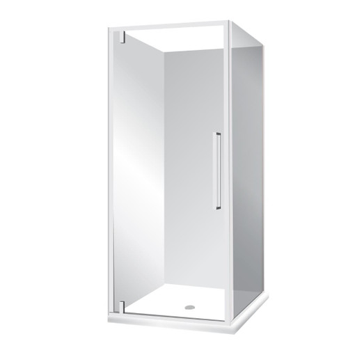 Horizon Framed Shower Enclosure 2 Sided Pivot Door 1000 x 1000mm White Flat Wall