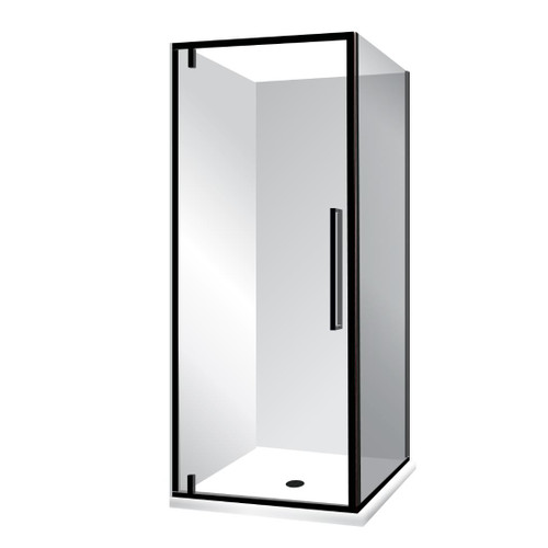 Horizon Framed Shower Enclosure 2 Sided Pivot Door 1000 x 1000mm Black Flat Wall