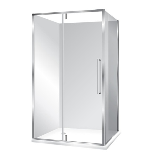 Horizon Framed Shower Enclosure 2 Sided Pivot Door 1200 x 900mm Left Hand Tray Silva Flat Wall