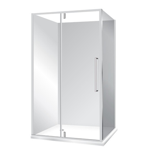 Horizon Framed Shower Enclosure 2 Sided Pivot Door 1200 x 1000mm Left Hand Tray White Flat Wall