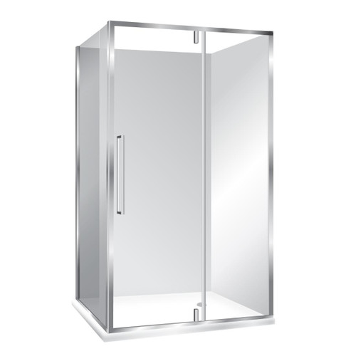 Horizon Framed Shower Enclosure 2 Sided Pivot Door 1200 x 1000mm Right Hand Tray Silva Flat Wall