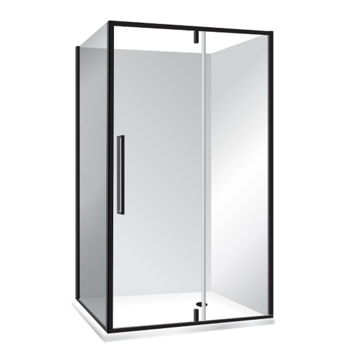 Horizon Framed Shower Enclosure 2 Sided Pivot Door 1200 x 1000mm Right Hand Tray Black Flat Wall
