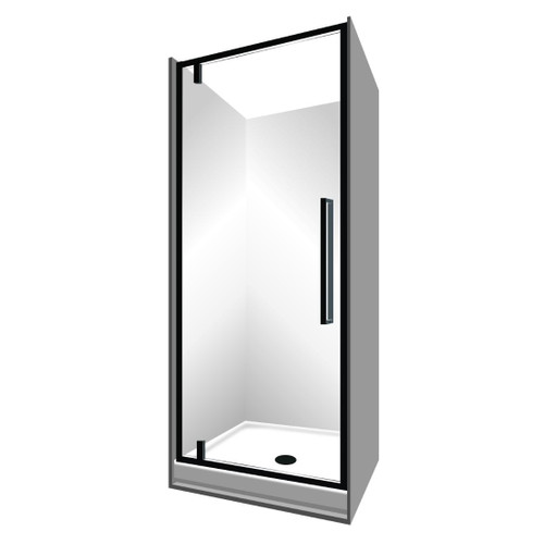 Horizon Framed Shower Enclosure Alcove Pivot Door 900 x 900 x 900mm Black Flat Wall