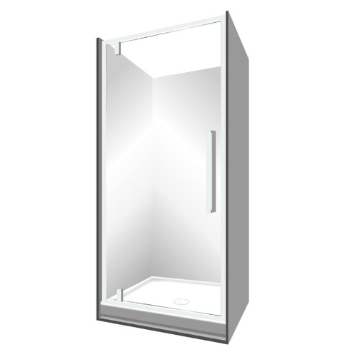 Horizon Framed Shower Enclosure Alcove Pivot Door 1000 x 1000 x 1000mm White Flat Wall