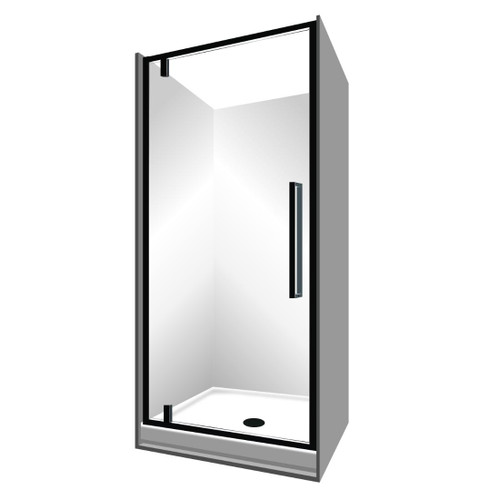 Horizon Framed Shower Enclosure Alcove Pivot Door 1000 x 1000 x 1000mm Black Flat Wall