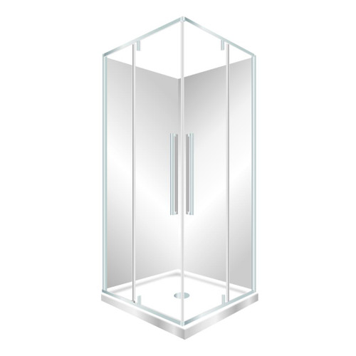 Horizon Framed Shower Enclosure Corner Entry Pivot Door 900 x 900mm Silva Flat WAll