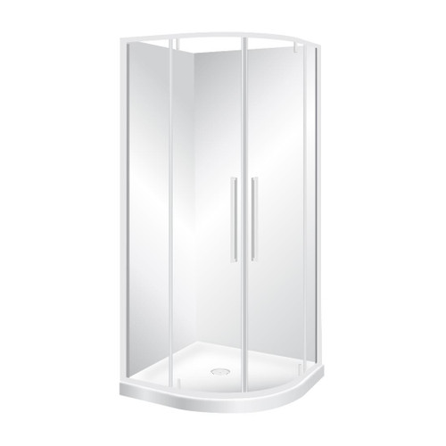 Horizon Framed Round Shower Enclosure Pivot Door 900 x 900mm White Flat Wall