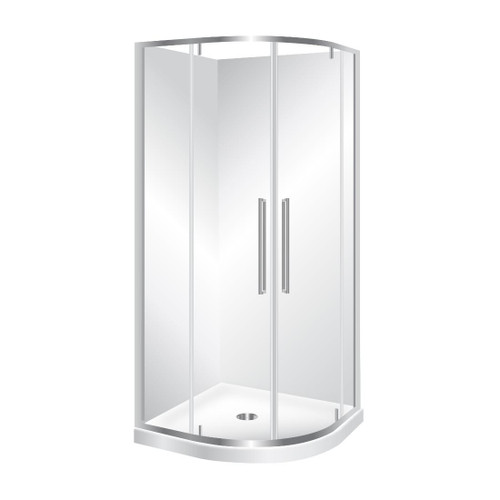 Horizon Framed Round Shower Enclosure Pivot Door 900 x 900mm Silva Flat Wall