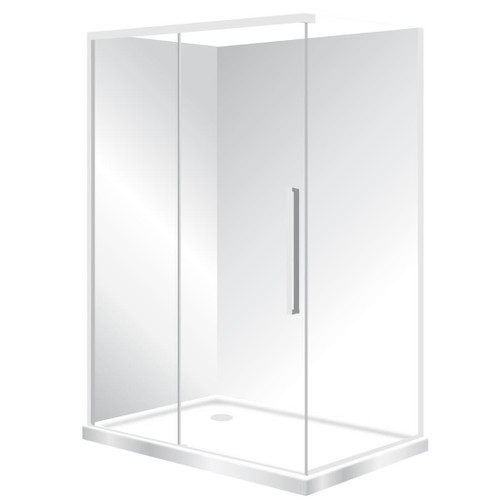 Horizon Framed Shower Enclosure 2 Sided Sliding Door 1200 x 800mm Left Hand Tray White Flat Wall