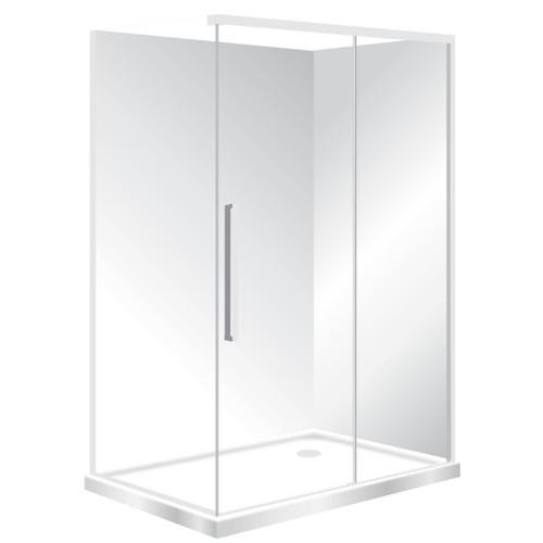 Horizon Framed Shower Enclosure 2 Sided Sliding Door 1200 x 800mm Right Hand Tray White Flat Wall