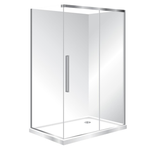 Horizon Framed Shower Enclosure 2 Sided Sliding Door 1200 x 800mm Right Hand Tray Silva Flat Wall
