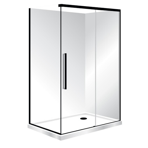 Horizon Framed Shower Enclosure 2 Sided Sliding Door 1200 x 800mm Right Hand Tray Black Flat Wall