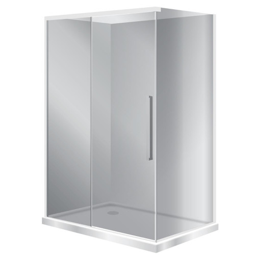 Horizon Framed Shower Enclosure 2 Sided Sliding Door 1200 x 900mm Grey Glass Left Hand Tray White Flat Wall