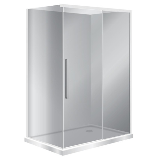 Horizon Framed Shower Enclosure 2 Sided Sliding Door 1200 x 900mm Grey Glass Right Hand Tray White Flat Wall