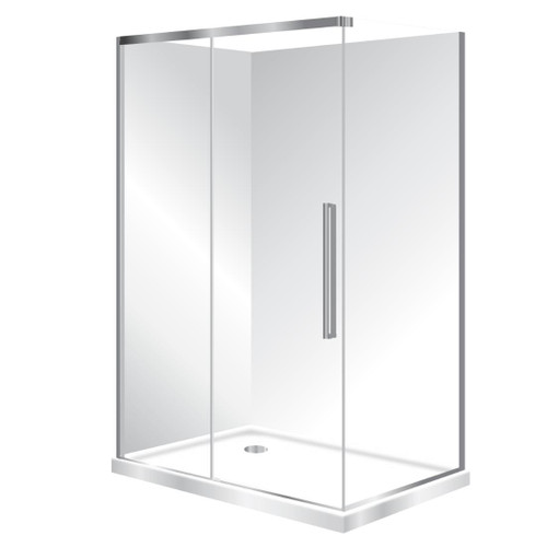 Horizon Framed Shower Enclosure 2 Sided Sliding Door 1200 x 900mm Left Hand Tray Silva Flat Wall