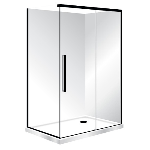Horizon Framed Shower Enclosure 2 Sided Sliding Door 1200 x 900mm Right Hand Tray Black Flat Wall