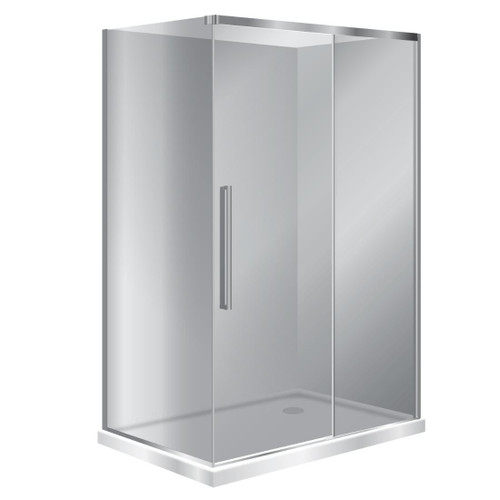 Horizon Framed Shower Enclosure 2 Sided Sliding Door 1200 x 1000mm Grey Glass Right Hand Tray Silva Flat Wall