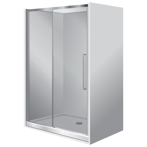 Horizon Framed Shower Enclosure Alcove Sliding Door 800 x 1200 x 800mm Grey Glass Silva Flat Wall