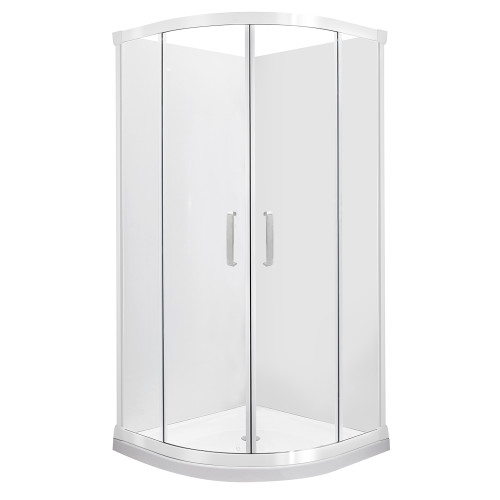 Ruby II Round Sliding Shower 900x900 White Frame with Flat Wall Centre Waste