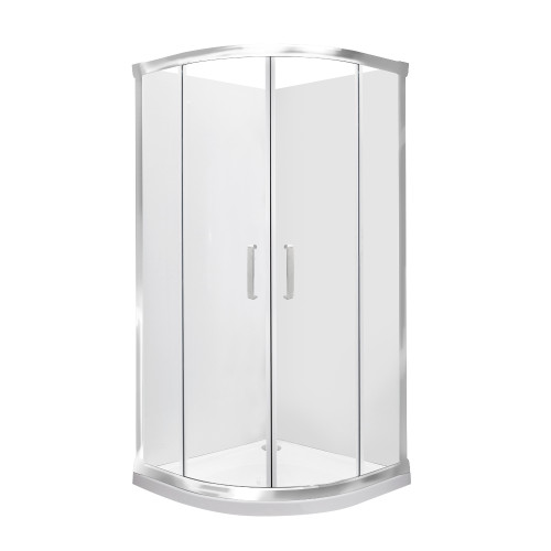 Ruby II Round Sliding Shower 1000x1000 Metallic Frame with Flat Wall Rear Waste