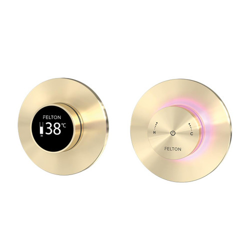 Linea Thermostatic Digital Shower Mixer Single Outlet Brushed Gold