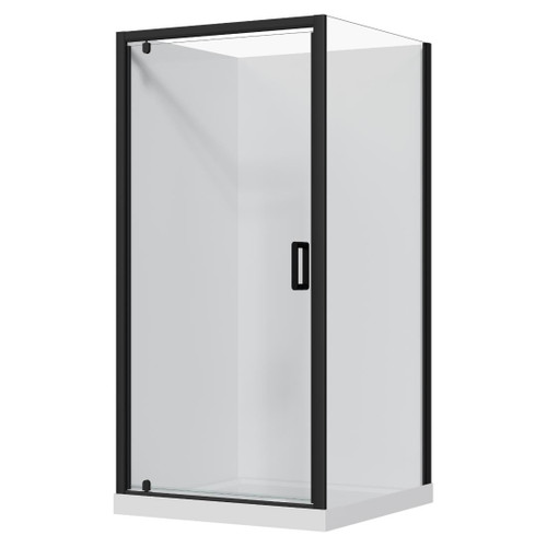 Main Image Samara Acrylic Shower Square 1000 x 1000mm Flat Wall Black 4S Offset