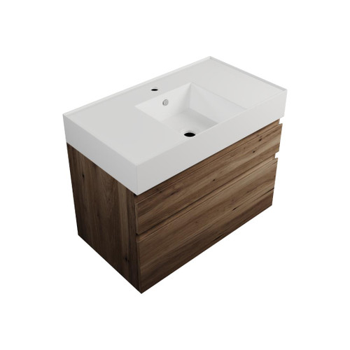 Edge Wall Hung Vanity 2 Drawer 810mm Honey Ash ATW81D2WHMHA