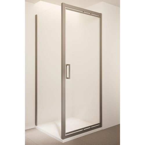 Tivoli Inswing Shower 900 x 900mm Metallic Side Recessed Wall Rear Waste
