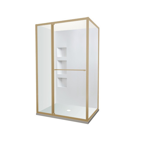 Tivoli Inslide Shower 1200 x 1000mm Brushed Brass Side Recessed Wall Centre Waste Right Hand