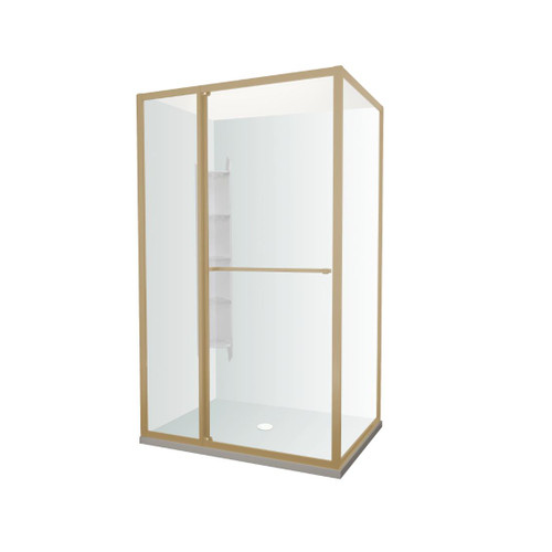 Tivoli Inslide Shower 1200 x 1000mm Brushed Brass Corner Contour Plus Wall Centre Waste Right Hand