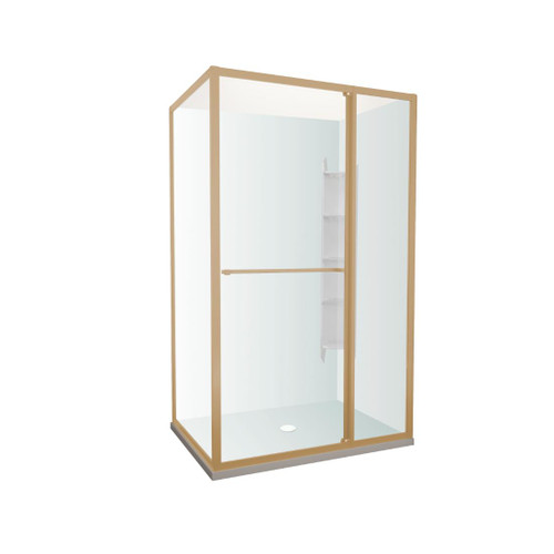 Tivoli Inslide Shower 1200 x 1000mm Brushed Brass Corner Contour Plus Wall Centre Waste Left Hand