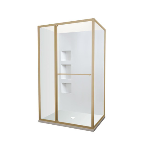 Tivoli Inslide Shower 1200 x 900mm Brushed Brass Side Recessed Wall Centre Waste Right Hand