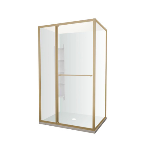 Tivoli Inslide Shower 1200 x 900mm Brushed Brass Corner Contour Plus Wall Centre Waste Right Hand