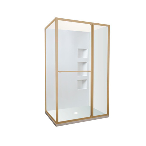 Tivoli Inslide Shower 1200 x 900mm Brushed Brass Side Recessed Wall Centre Waste Left Hand