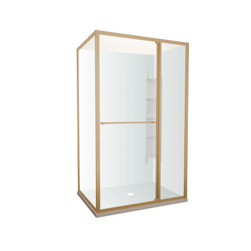 Tivoli Inslide Shower 1200 x 900mm Brushed Brass Corner Contour Plus Wall Centre Waste Left Hand