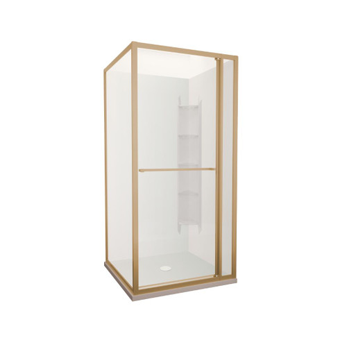 Tivoli Inslide Shower 1000 x 1000mm Brushed Brass Corner Contour Plus Wall Centre Waste
