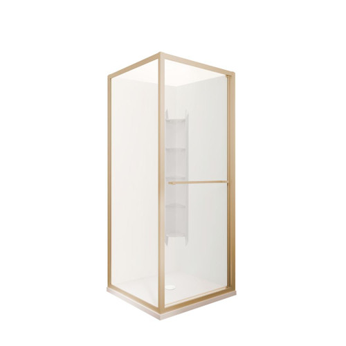 Tivoli Inslide Shower 900 x 900mm Brushed Brass Corner Contour Plus Wall Centre Waste